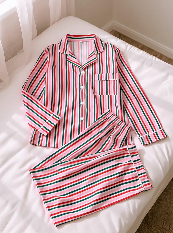 Stiped Pyjamas Sleigh All Night Striped Pajamas – Merry May