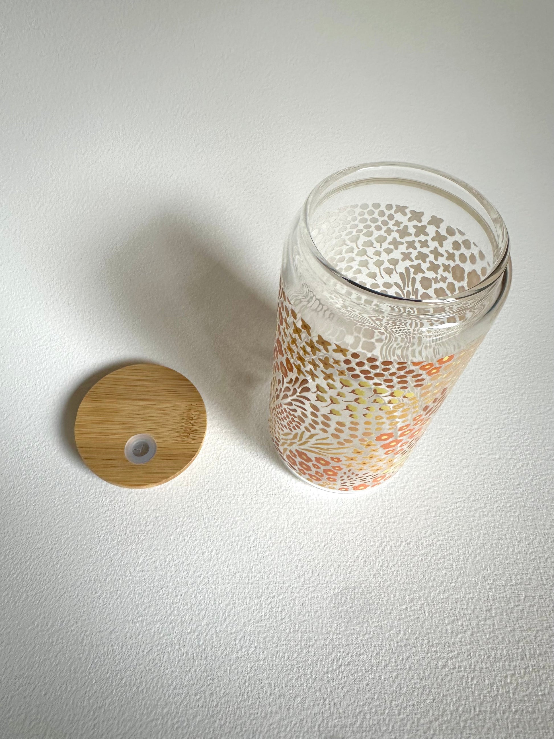 Special Edition: Autumn Floral 16oz. Glass Cup - Merry May