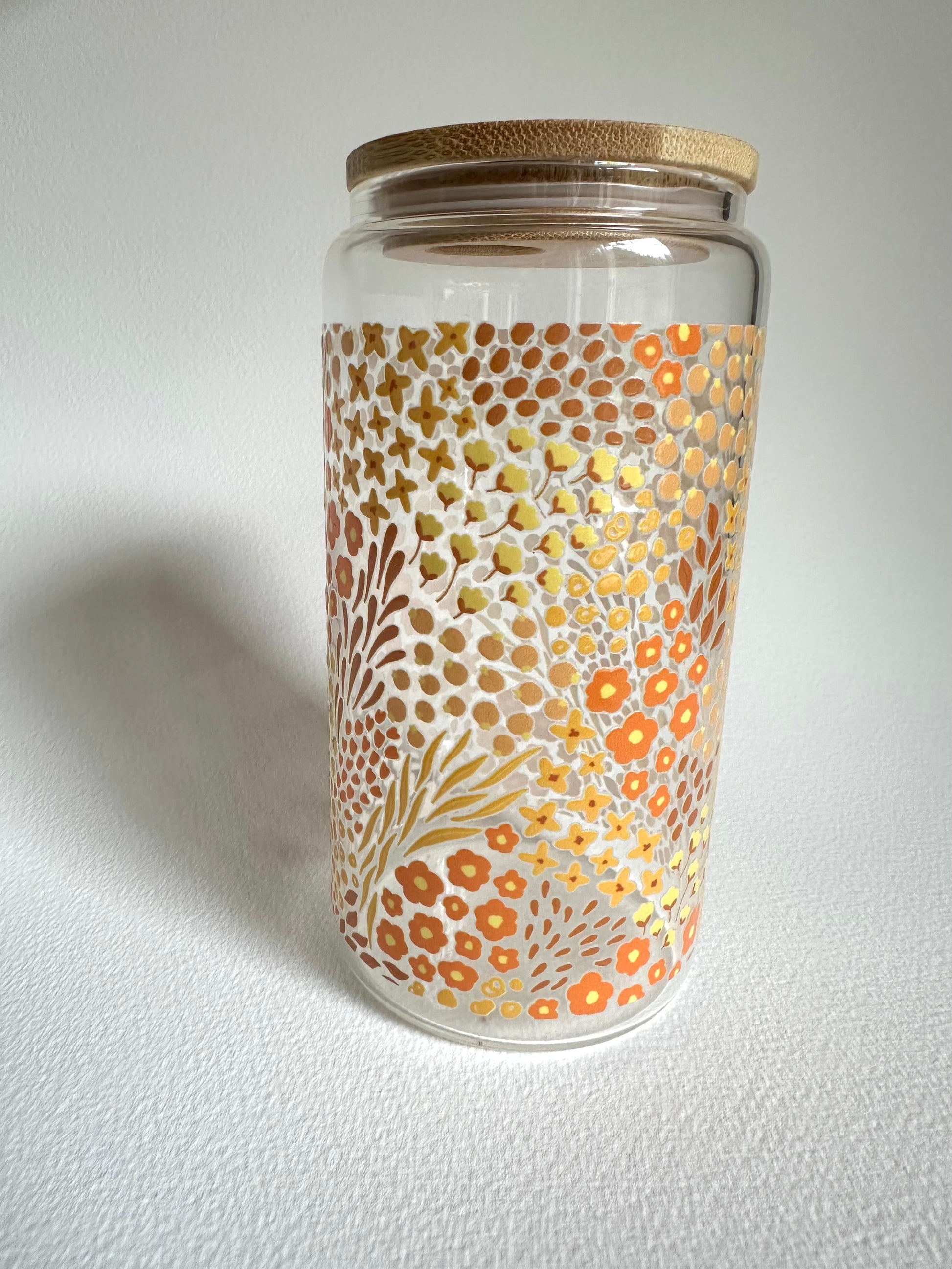 Special Edition: Autumn Floral 16oz. Glass Cup - Merry May