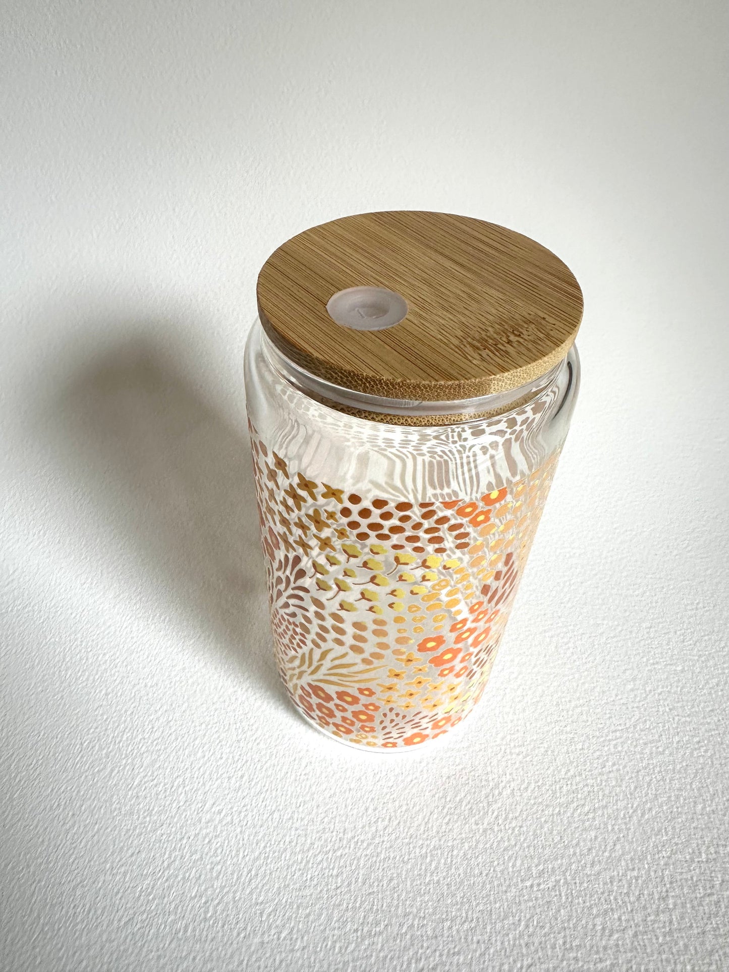 Special Edition: Autumn Floral 16oz. Glass Cup - Merry May