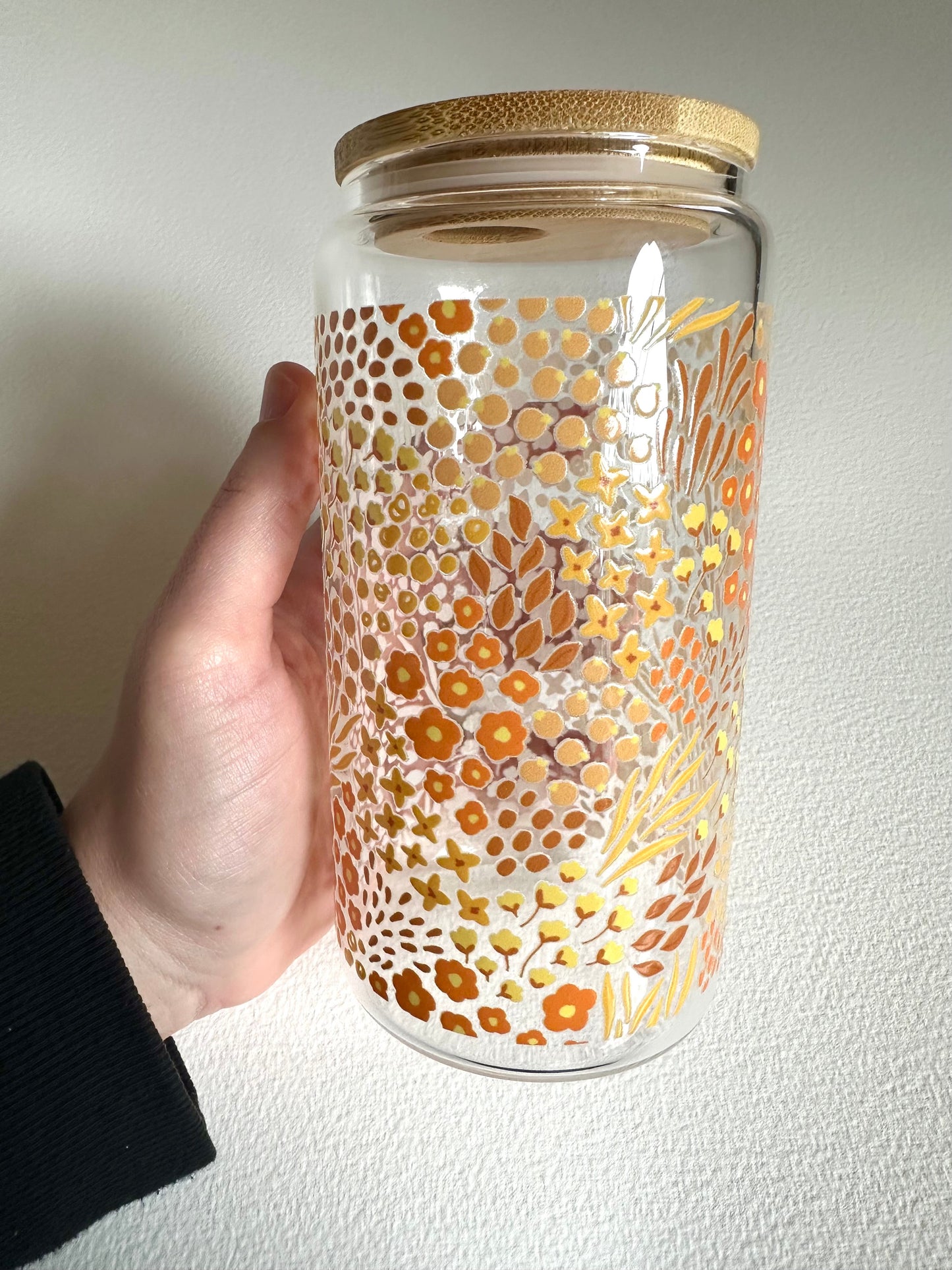 Special Edition: Autumn Floral 16oz. Glass Cup - Merry May