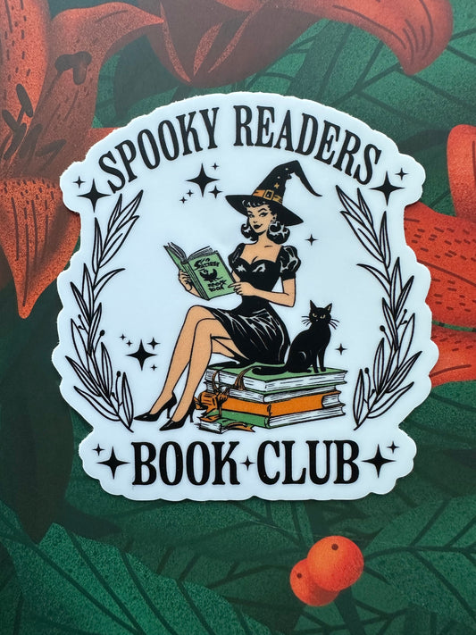 Spooky Readers Book Club Vinyl Sticker, 2.8” x 3.0” - Merry May