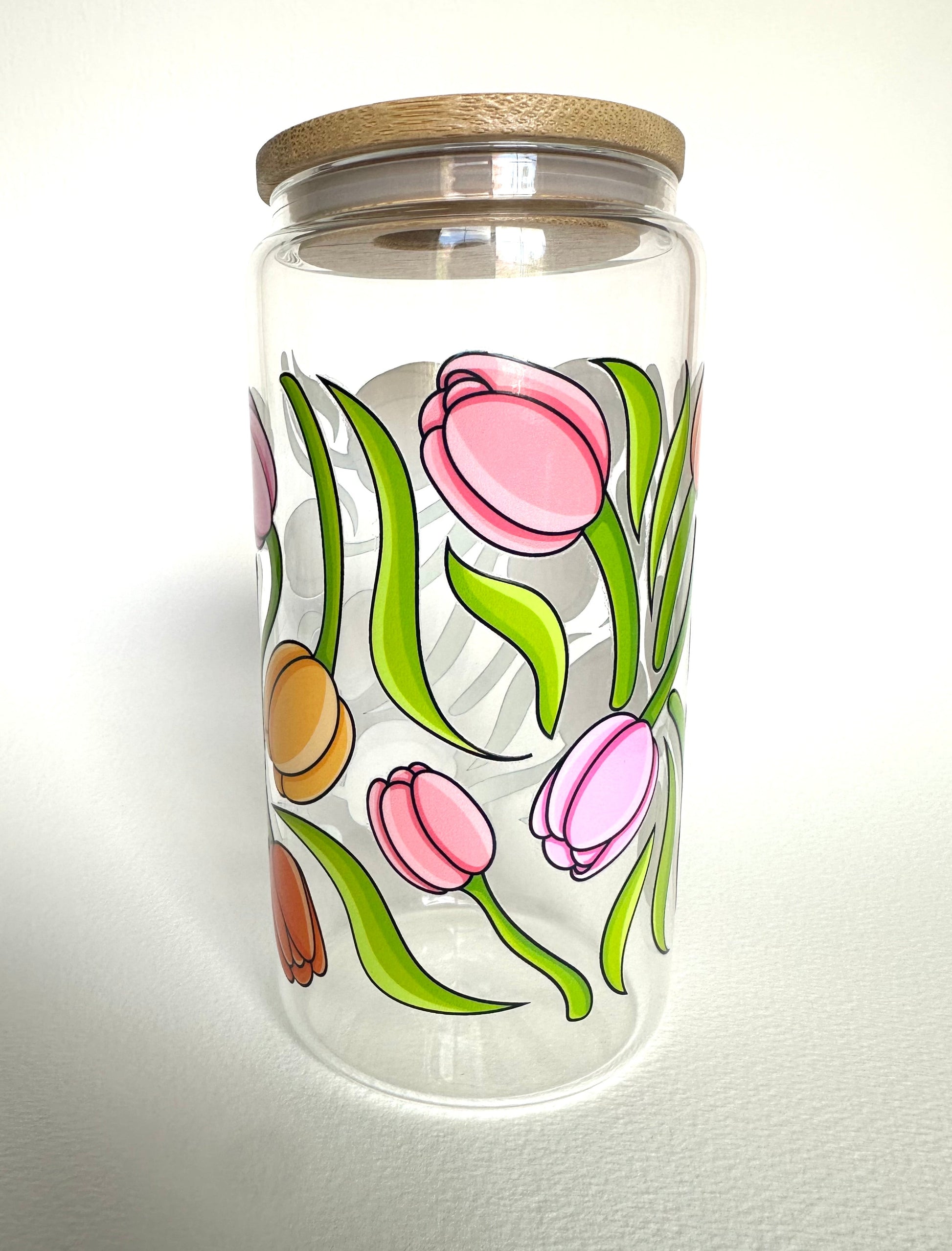 Spring Tulips 16 oz. Glass Cup - Merry May