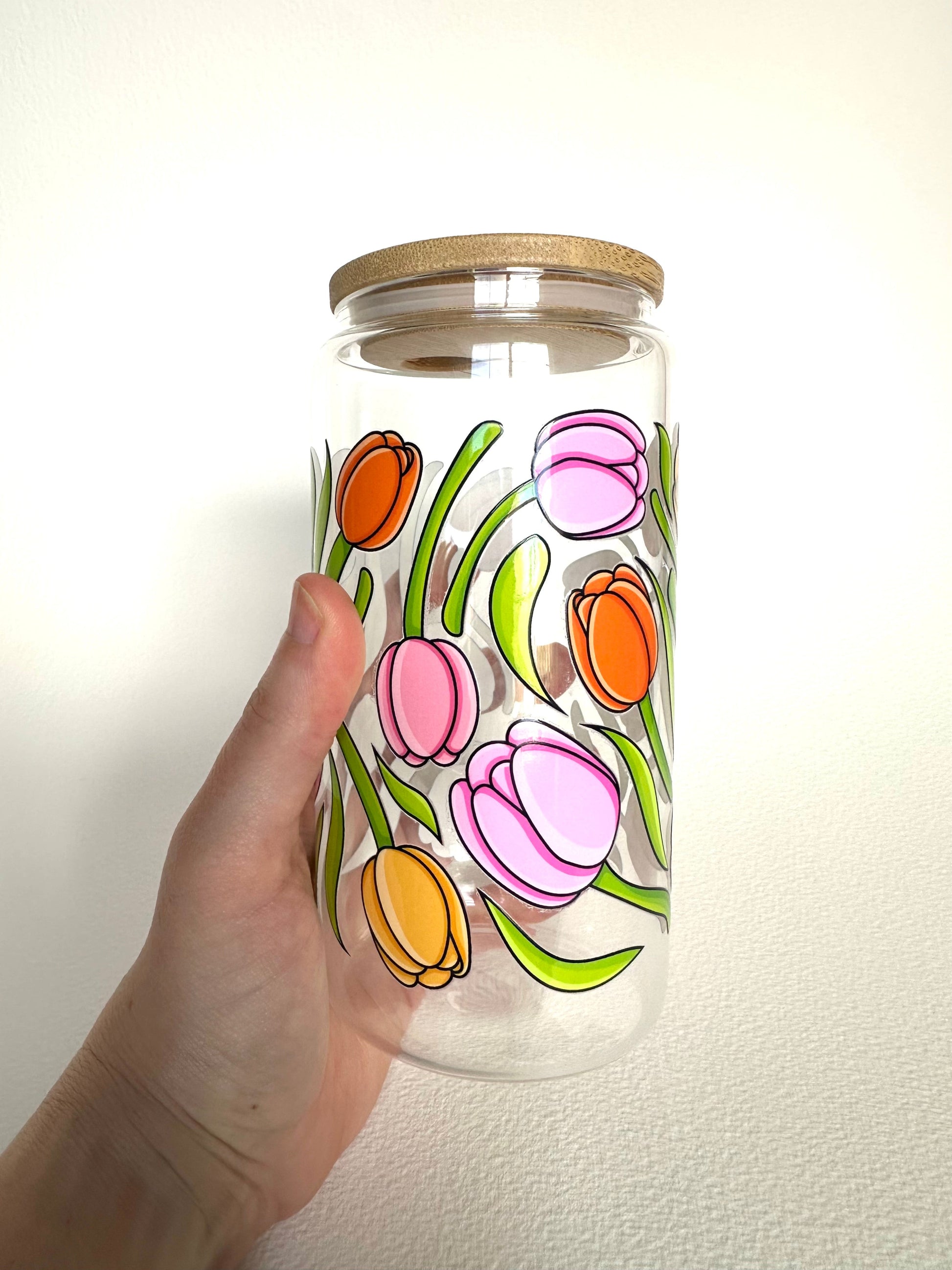 Spring Tulips 16 oz. Glass Cup - Merry May