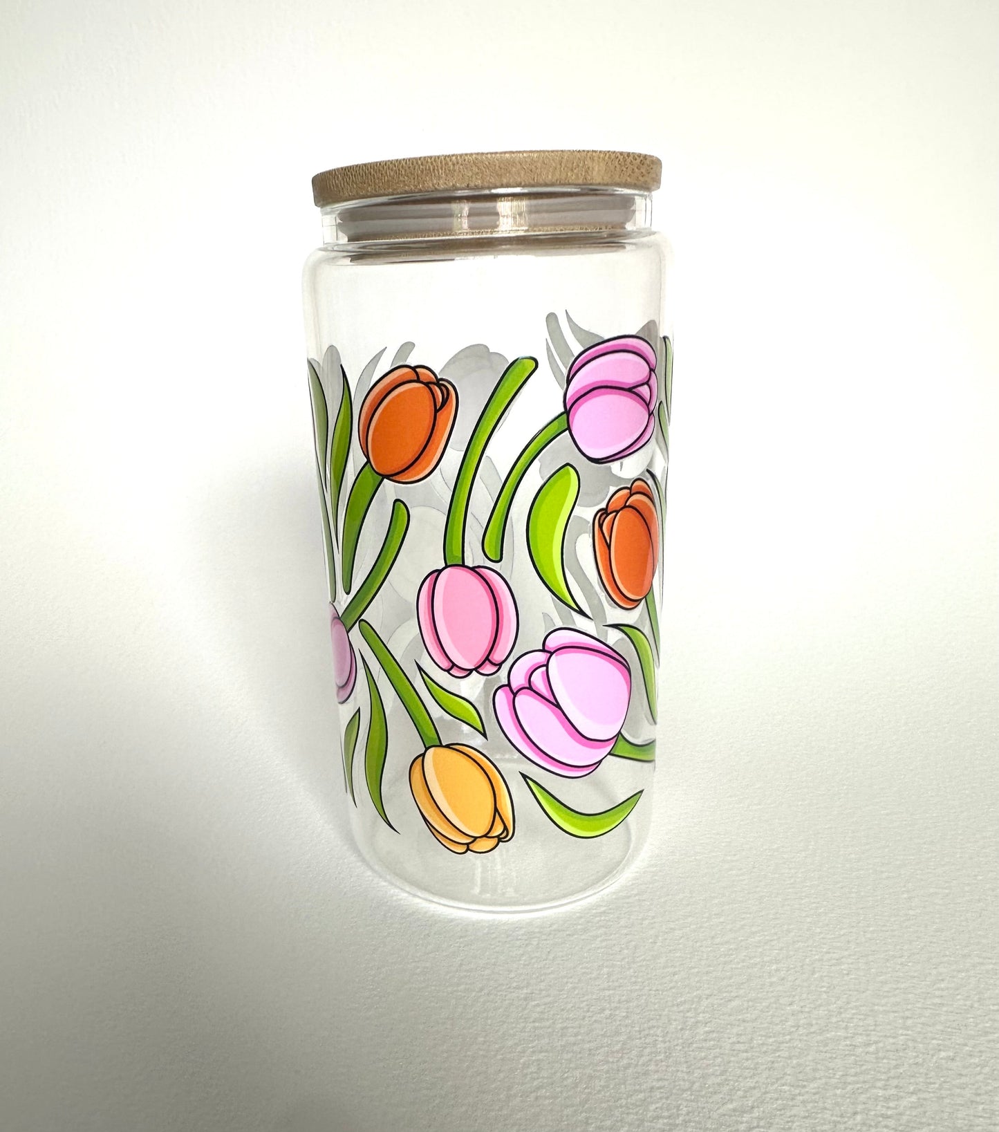 Spring Tulips 16 oz. Glass Cup - Merry May