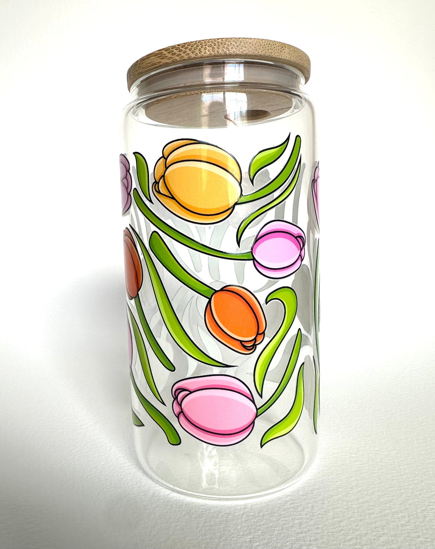 Spring Tulips 16 oz. Glass Cup - Merry May