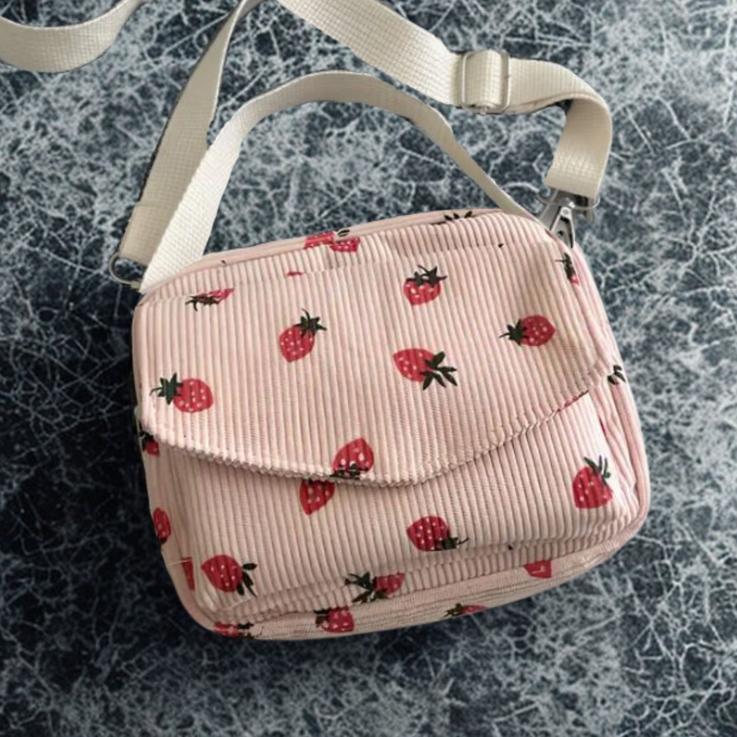 Strawberry Corduroy Crossbody Bag - Merry May
