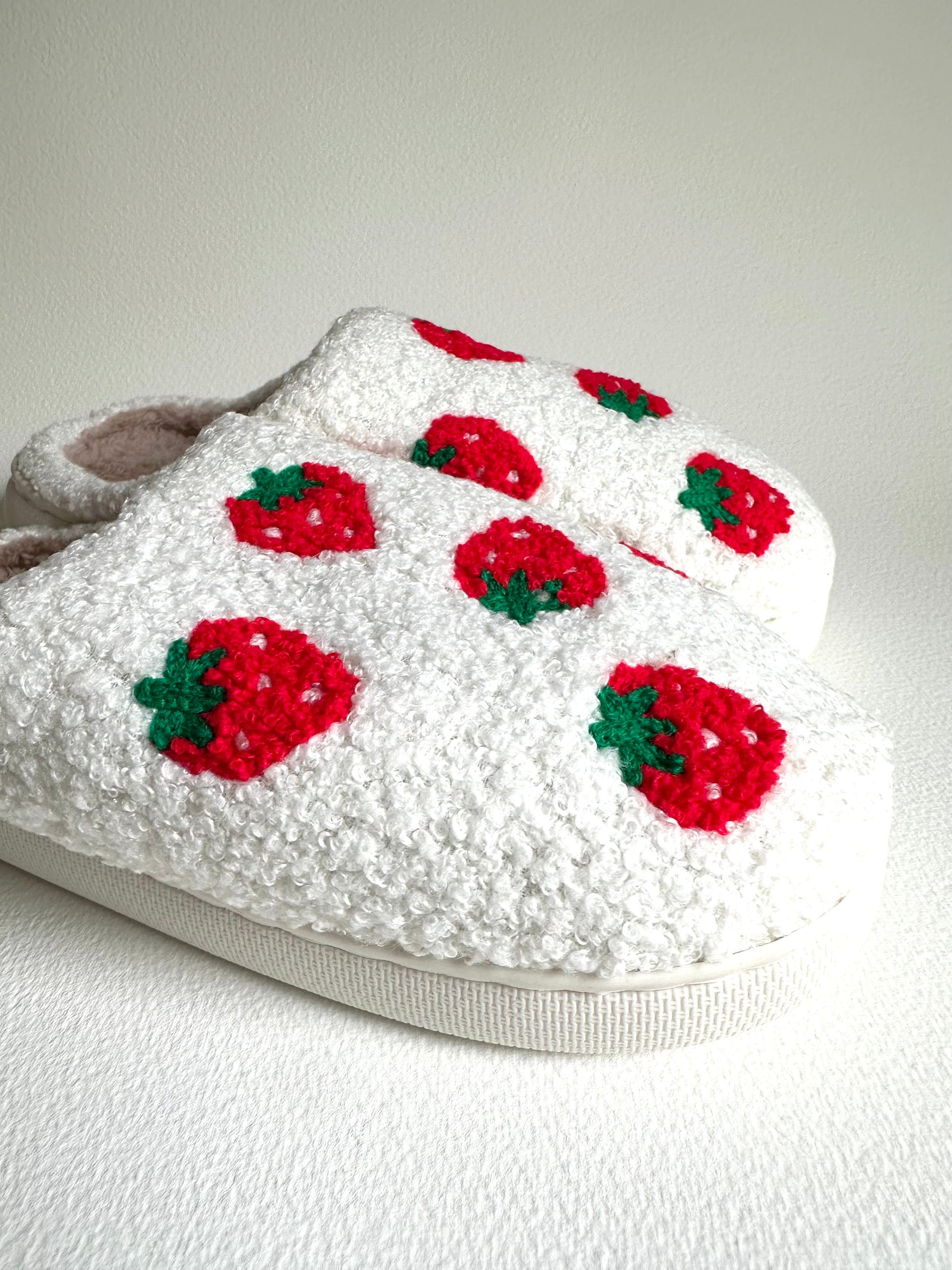 Strawberry Plush Slippers - Merry May