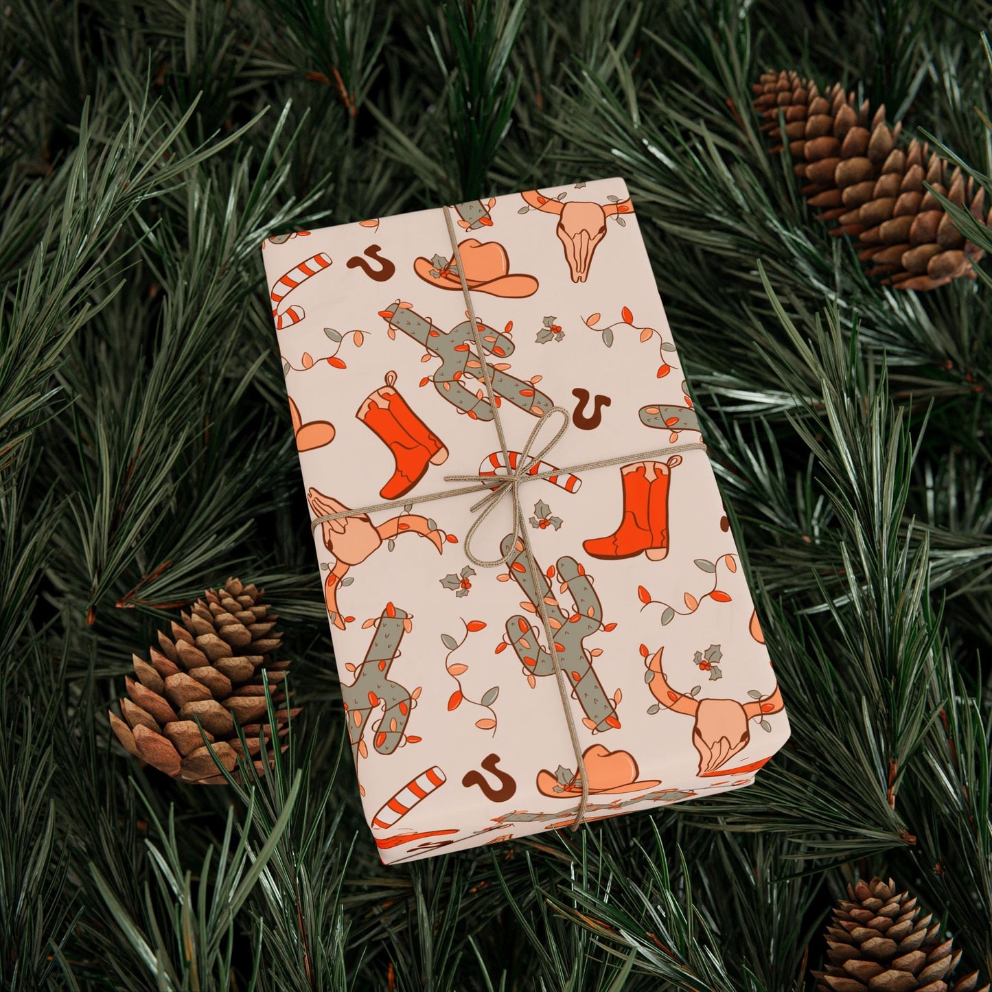 Western Holiday Matte Wrapping Paper Roll - Merry May