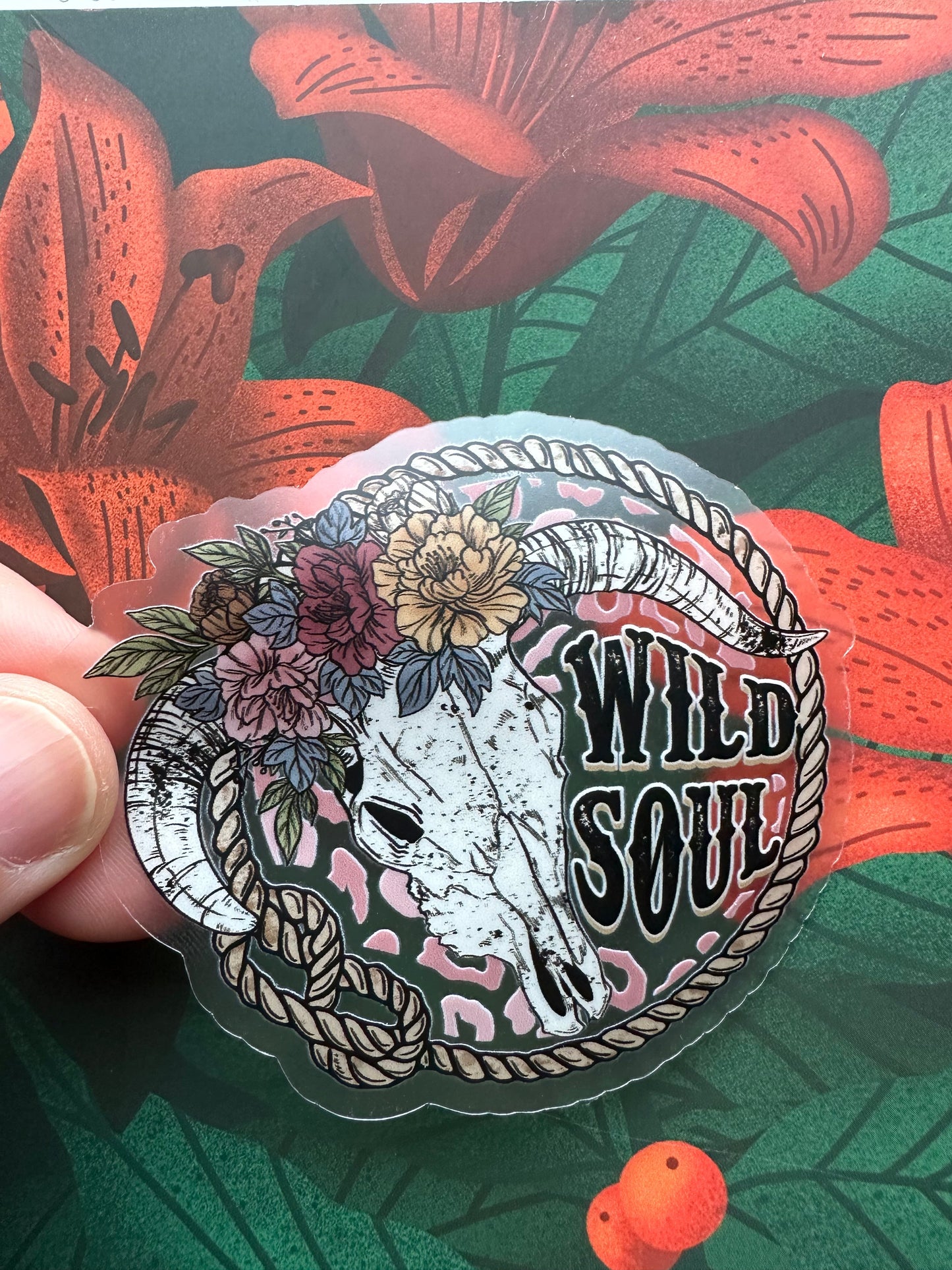 Wild Soul Clear Vinyl Sticker, 3.0” x 2.7” - Merry May