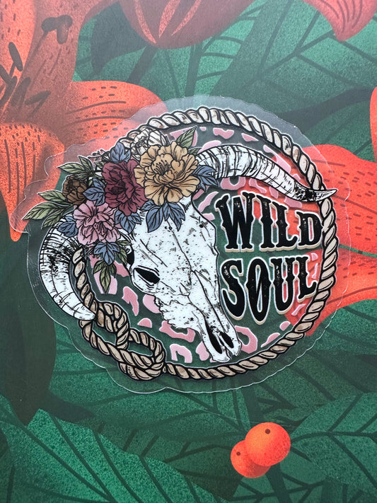 Wild Soul Clear Vinyl Sticker, 3.0” x 2.7” - Merry May
