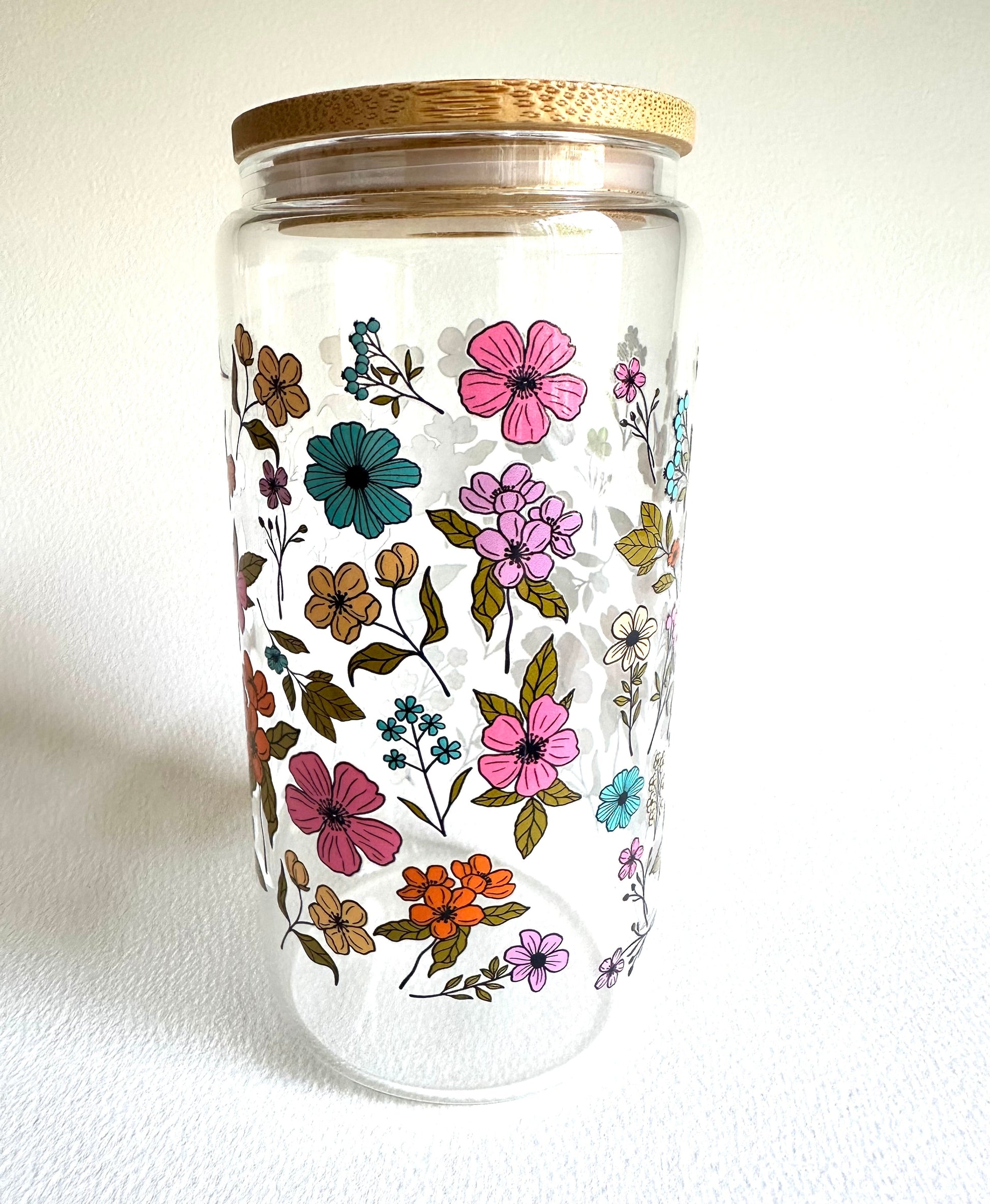 Wildflower 16 oz. Glass Cup - Merry May
