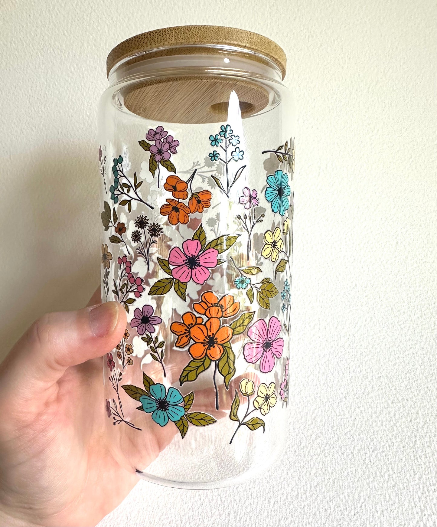 Wildflower 16 oz. Glass Cup - Merry May