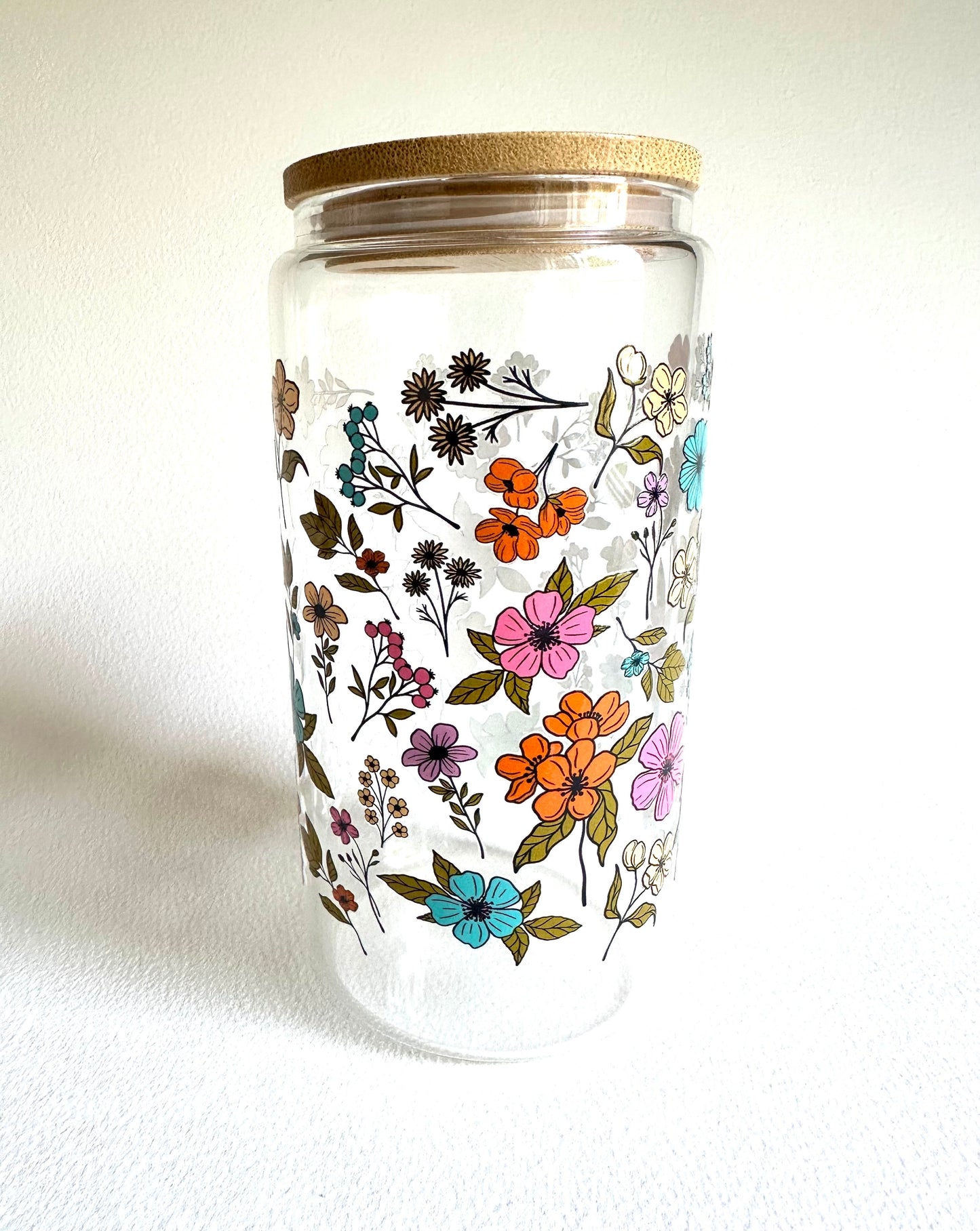 Wildflower 16 oz. Glass Cup - Merry May