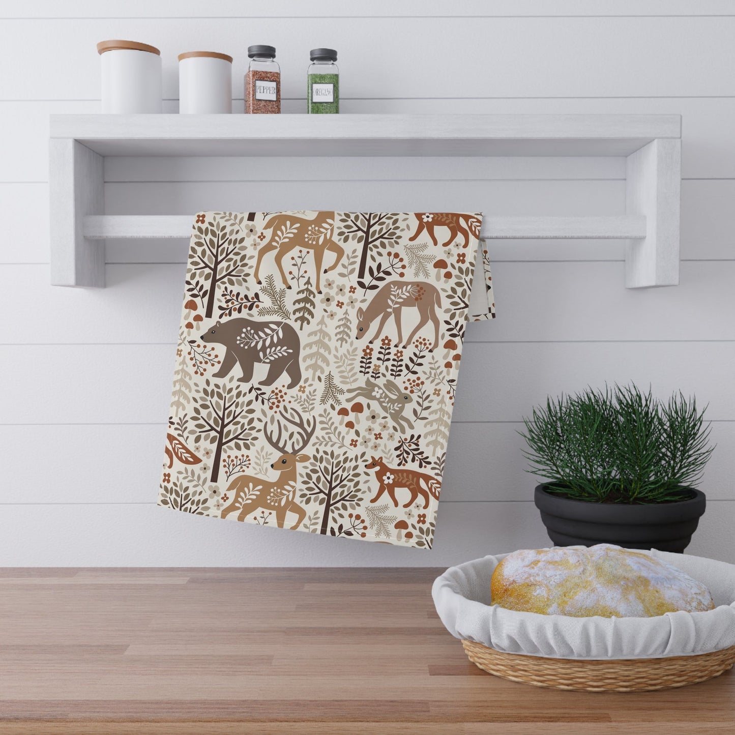 Winter Forest Animals Tea Towel, 18" x 30" - Merry May