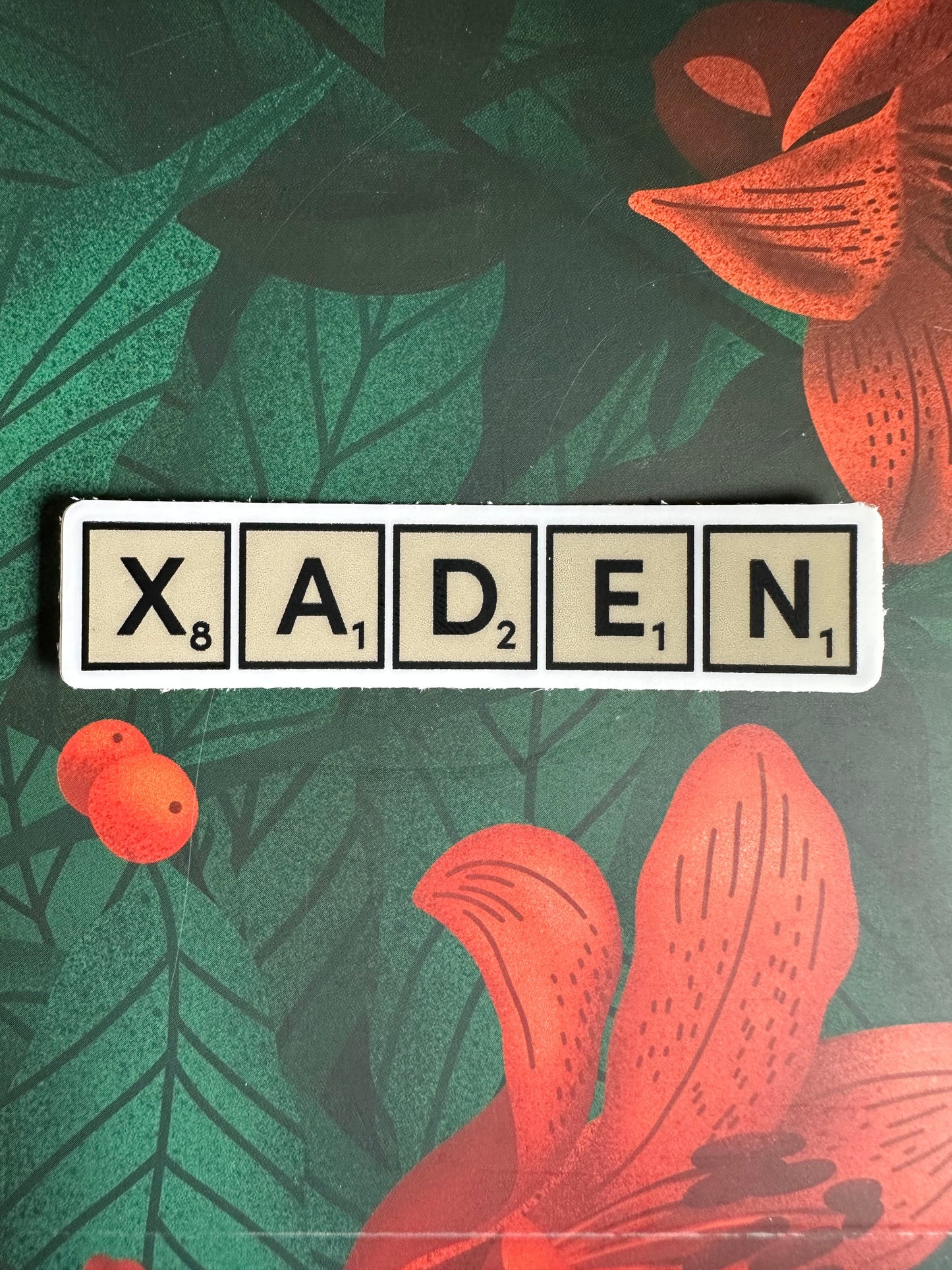Xaden Game Tiles Vinyl Sticker, 3.0” x 0.68” - Merry May