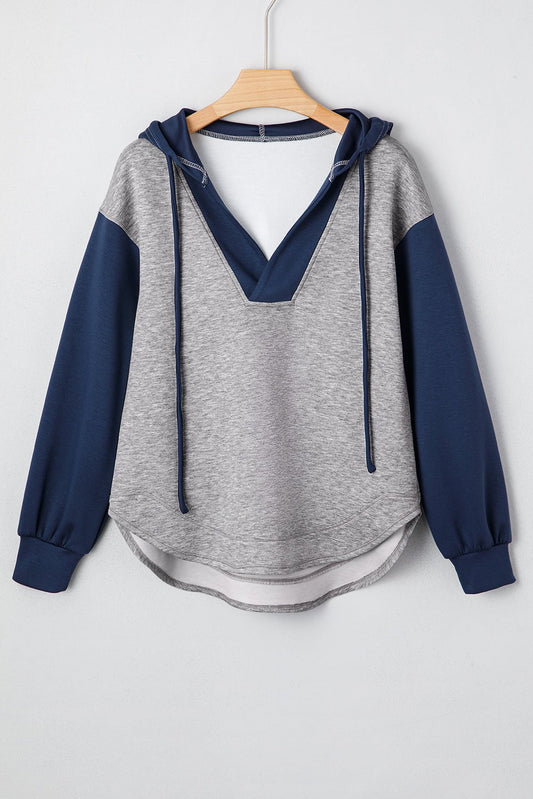 Zariyah Block Patchwork Drawstring Hoodie - Merry May